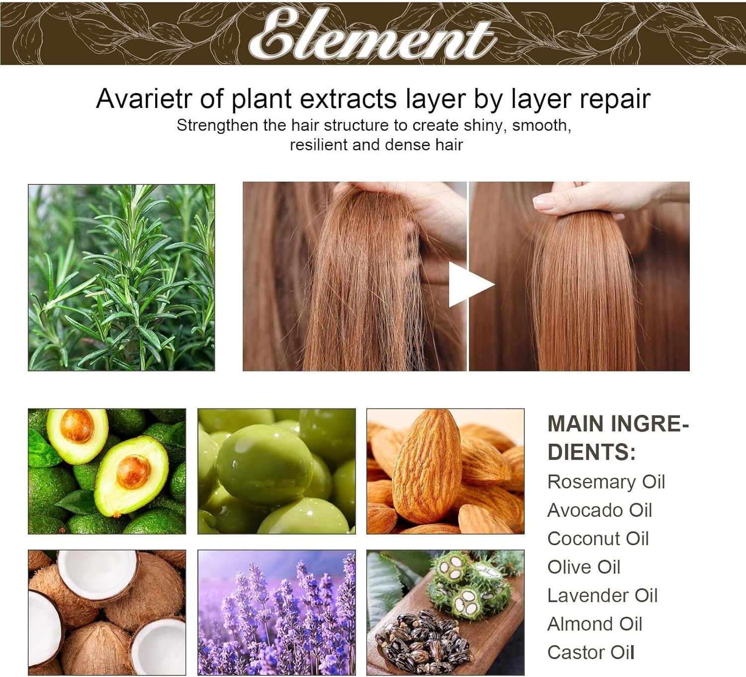 Huile de croissance naturelle des cheveux YUUCANGH 60 ML, huile de romarin biologique végétalienne Eelhoe.